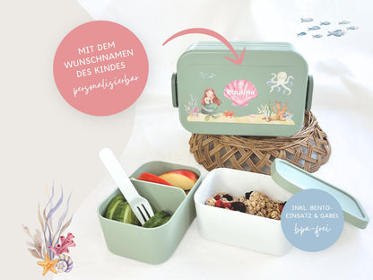 Mepal Brotdose mit Name personalisierbar - Design MEERJUNGFRAU - Verschiedene Farben