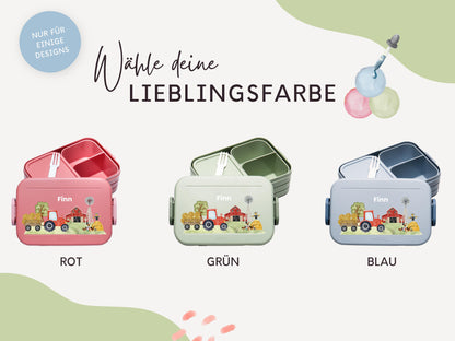 Mepal Brotdose mit Name personalisierbar - Design TRAKTOR ROT - Verschiedene Farben
