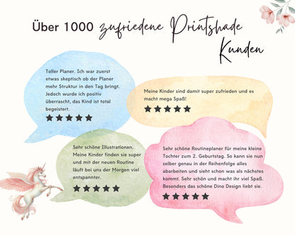 Wochenplaner inkl. Symbolkarten - Design EINHORN - Personalisierbar