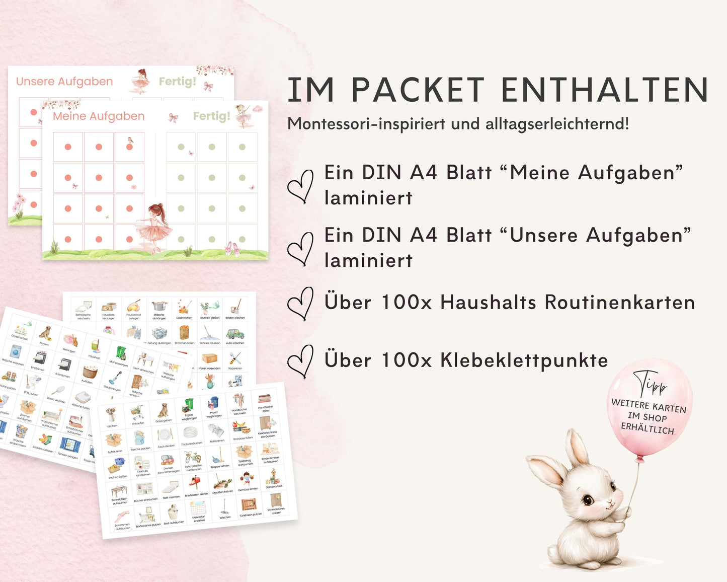 Haushaltsplan To-Do-Liste inkl. Symbolkarten - Design BALLERINA