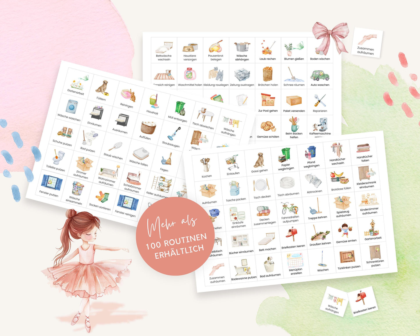Haushaltsplan To-Do-Liste inkl. Symbolkarten - Design BALLERINA
