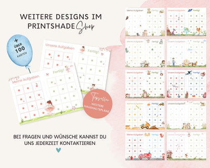 Haushaltsplan To-Do-Liste inkl. Symbolkarten - Design BALLERINA