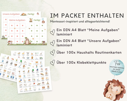 Haushaltsplan To-Do-Liste inkl. Symbolkarten - Design WALDTIERE