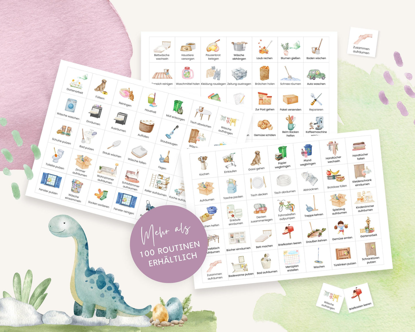 Haushaltsplan To-Do-Liste inkl. Symbolkarten - Design DINOSAURIER