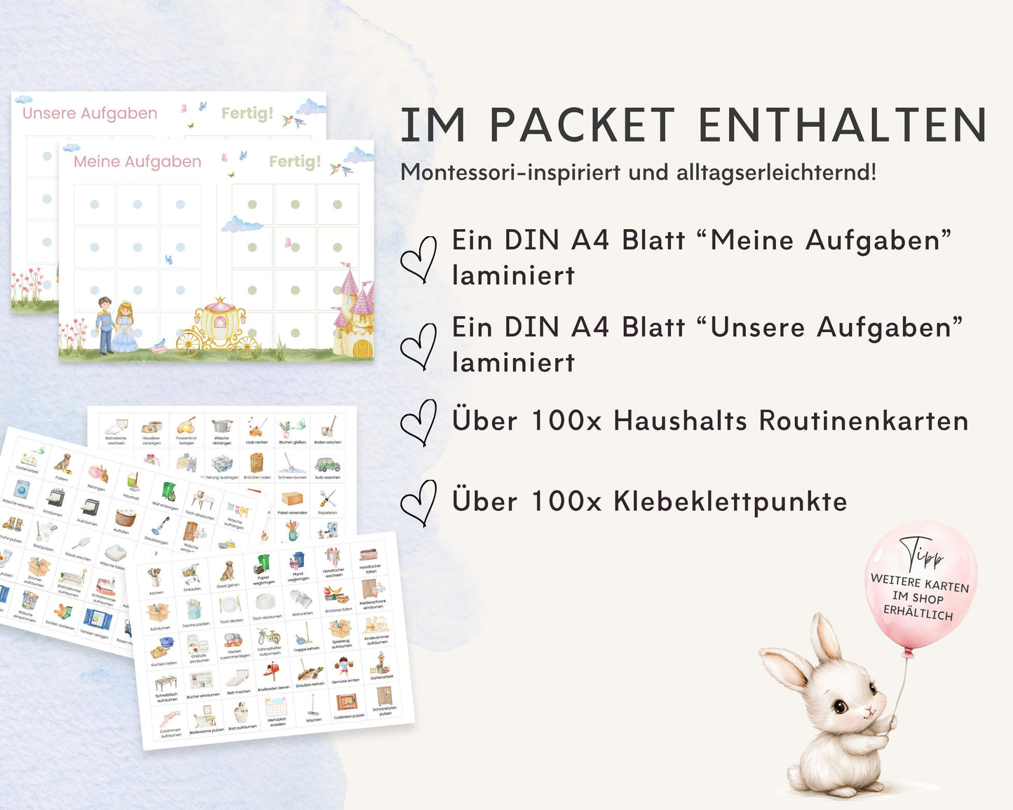Haushaltsplan To-Do-Liste inkl. Symbolkarten - Design CINDERELLA