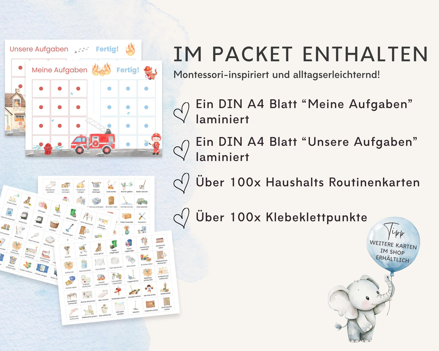 Haushaltsplan To-Do-Liste inkl. Symbolkarten - Design FEUERWEHR