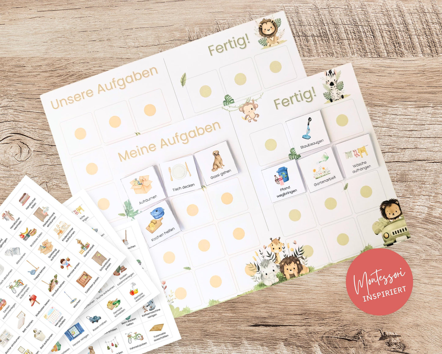 Haushaltsplan To-Do-Liste inkl. Symbolkarten - Design SAFARI