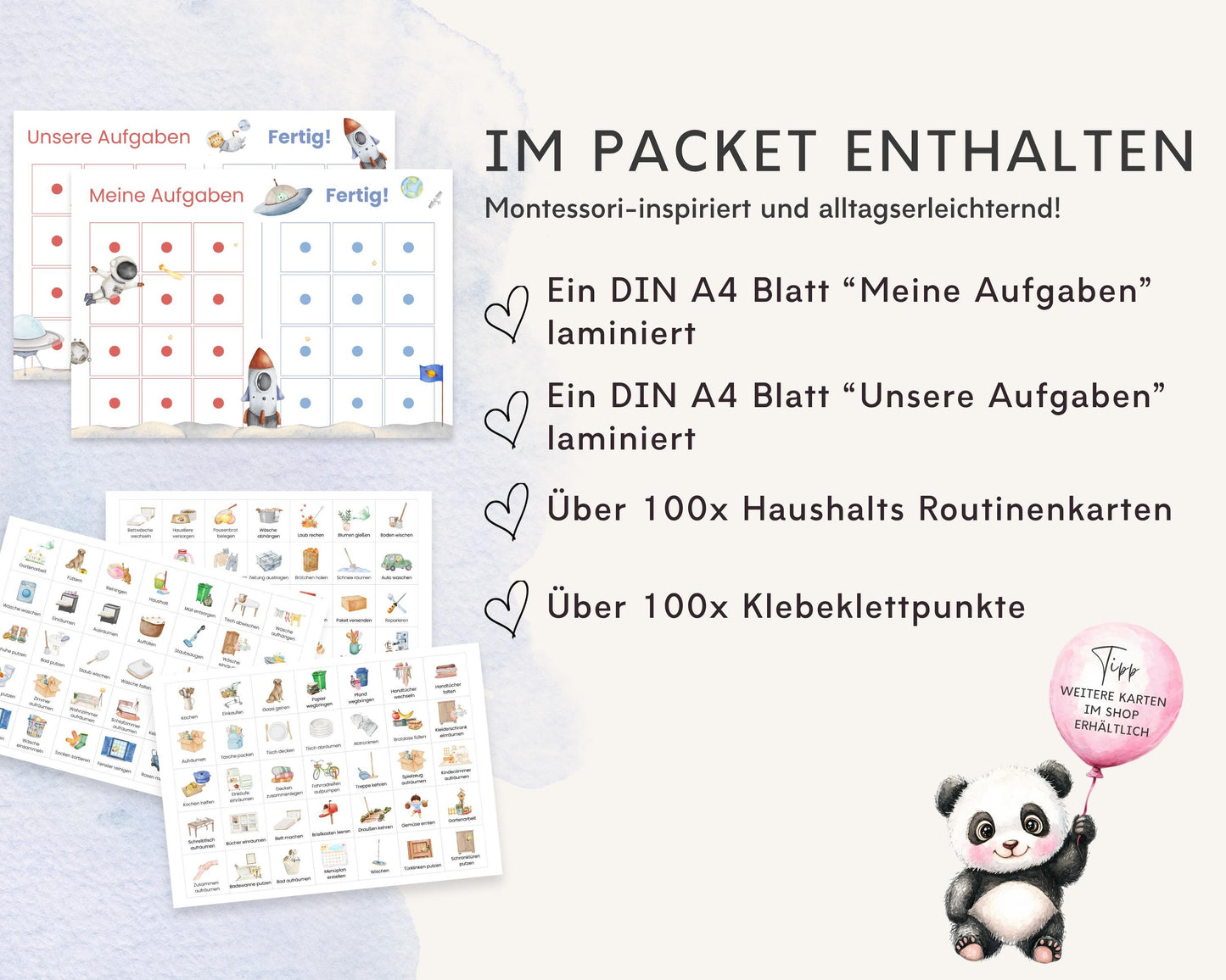 Haushaltsplan To-Do-Liste inkl. Symbolkarten - Design ASTRONAUT