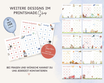 Haushaltsplan To-Do-Liste inkl. Symbolkarten - Design ASTRONAUT