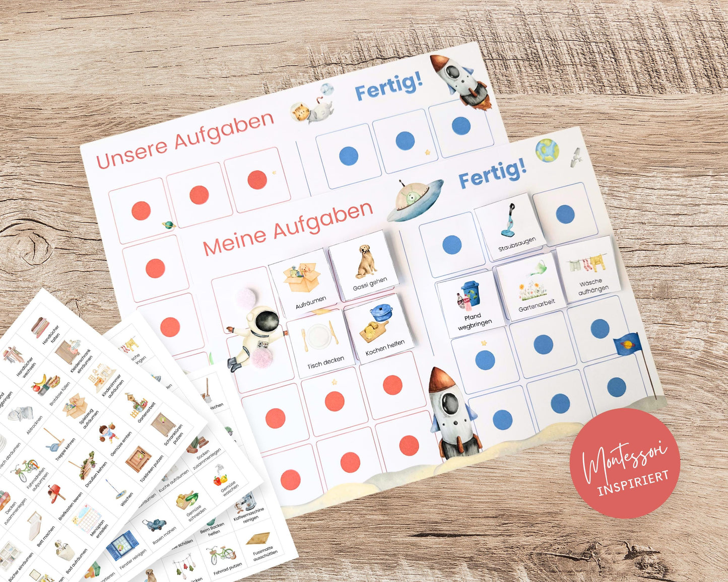 Haushaltsplan To-Do-Liste inkl. Symbolkarten - Design ASTRONAUT