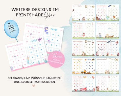 Haushaltsplan To-Do-Liste inkl. Symbolkarten - Design MEERJUNGFRAU