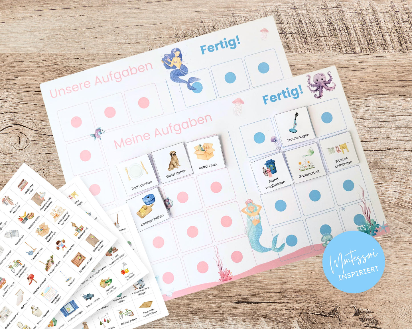 Haushaltsplan To-Do-Liste inkl. Symbolkarten - Design MEERJUNGFRAU