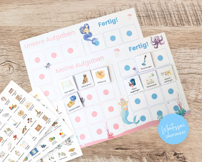 Haushaltsplan To-Do-Liste inkl. Symbolkarten - Design MEERJUNGFRAU