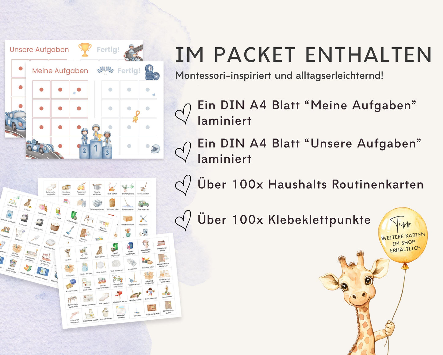 Haushaltsplan To-Do-Liste inkl. Symbolkarten - Design AUTOS