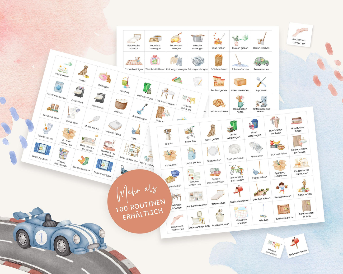 Haushaltsplan To-Do-Liste inkl. Symbolkarten - Design AUTOS