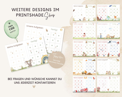 Haushaltsplan To-Do-Liste inkl. Symbolkarten - Design BOHO TIERE