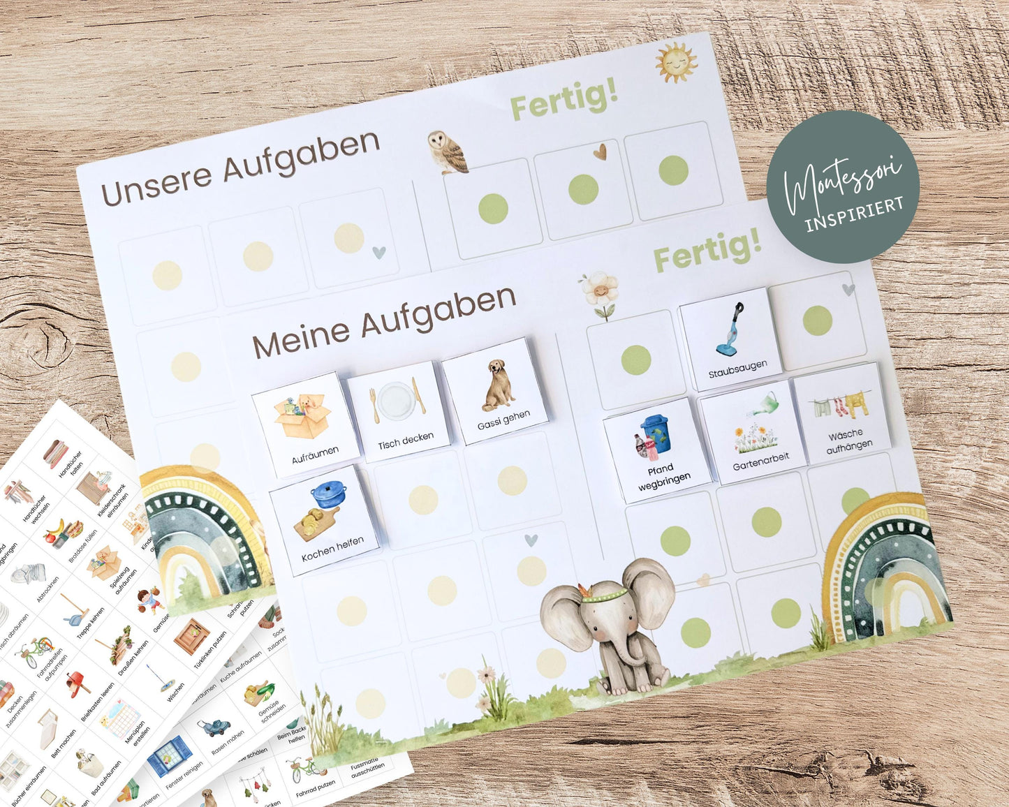 Haushaltsplan To-Do-Liste inkl. Symbolkarten - Design BOHO TIERE