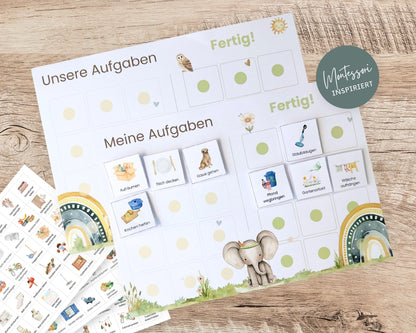 Haushaltsplan To-Do-Liste inkl. Symbolkarten - Design BOHO TIERE