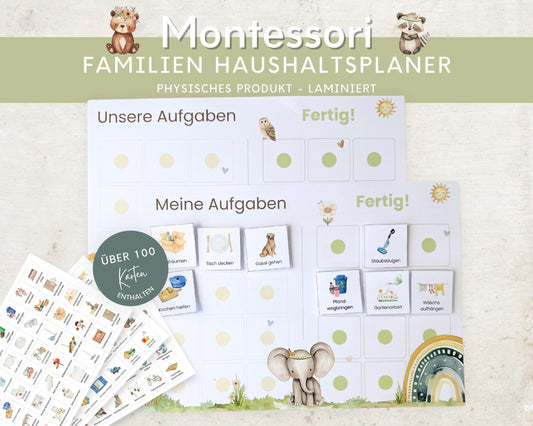 Haushaltsplan To-Do-Liste inkl. Symbolkarten - Design BOHO TIERE