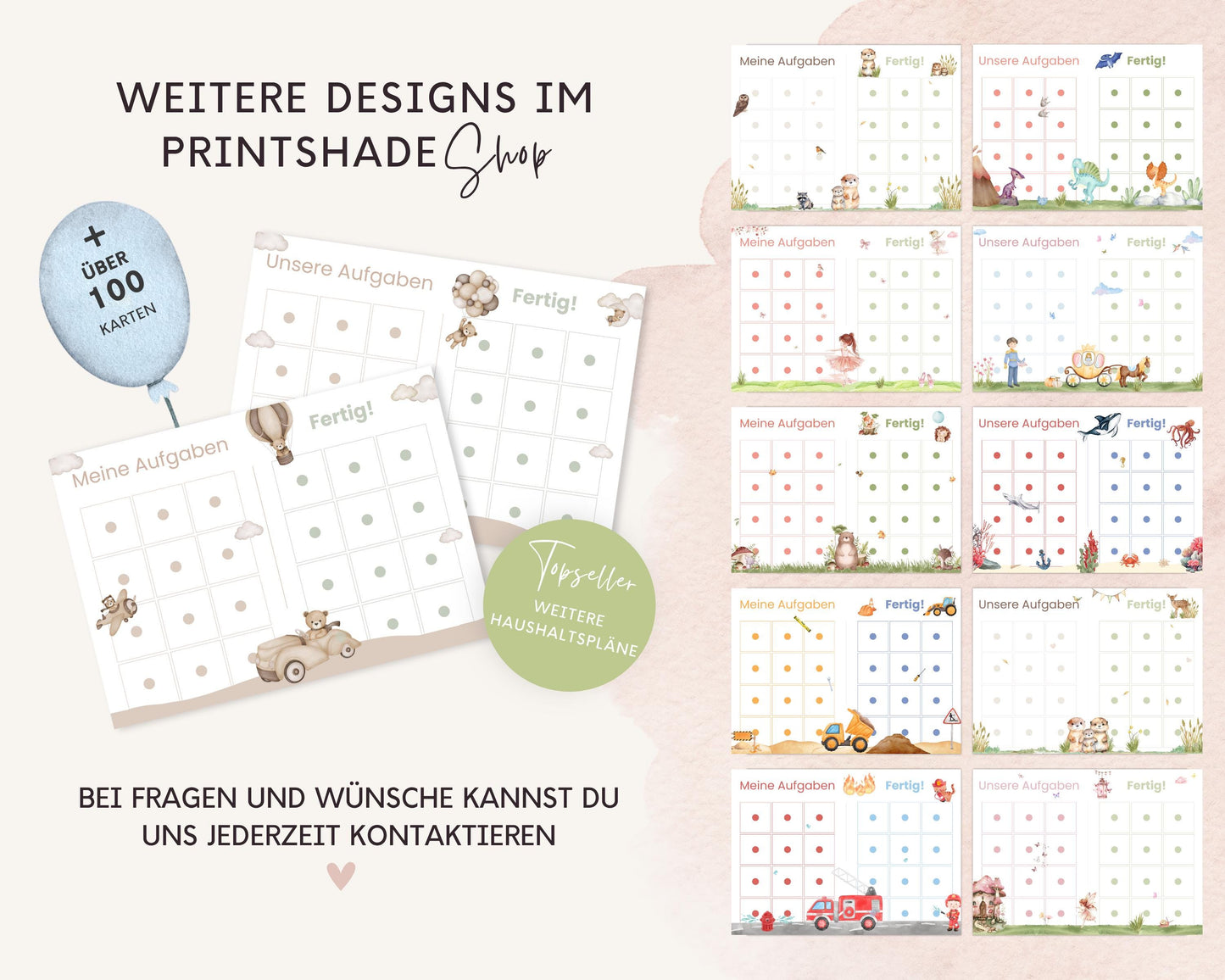 Haushaltsplan To-Do-Liste inkl. Symbolkarten - Design TEDDYBÄR