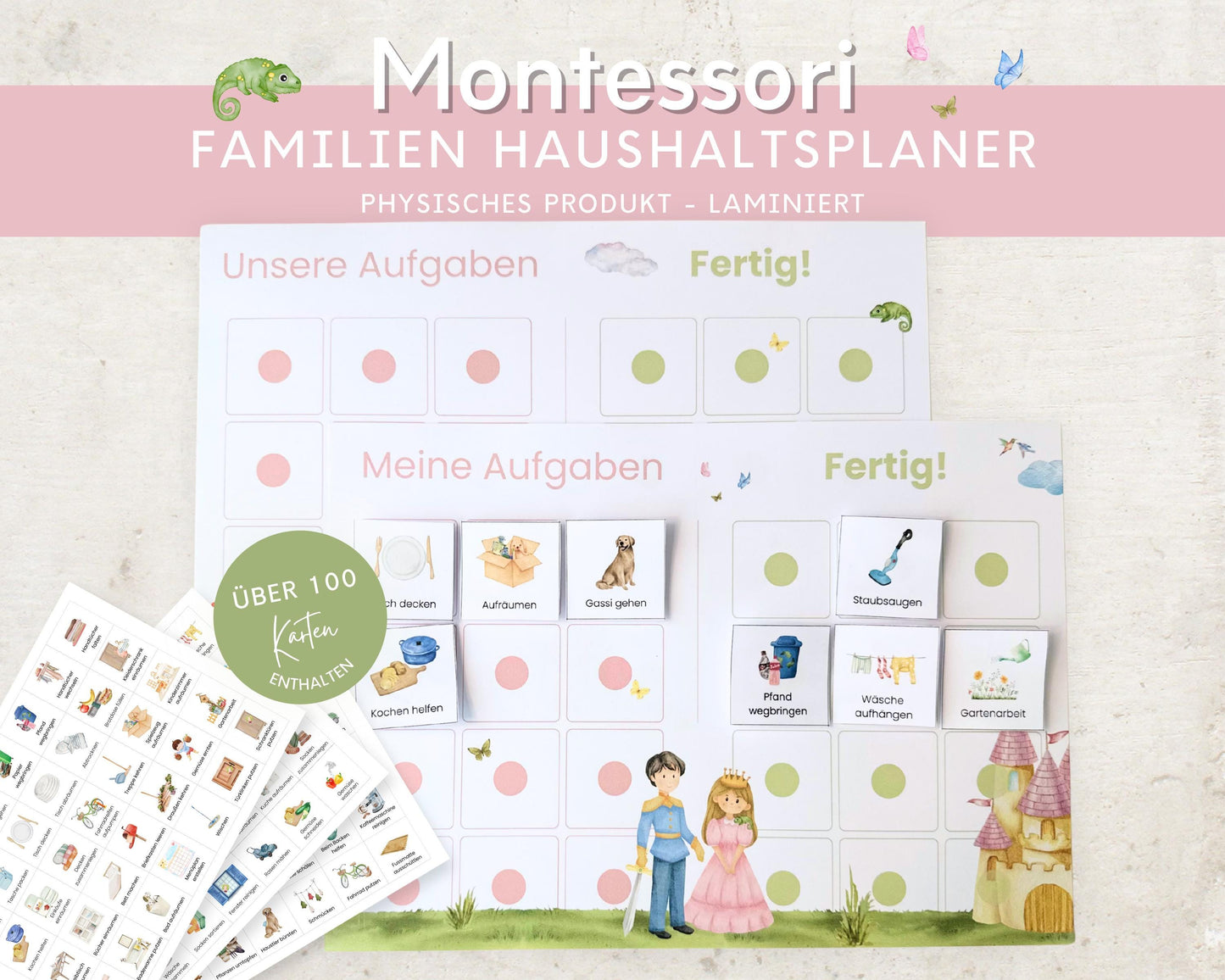 Haushaltsplan To-Do-Liste inkl. Symbolkarten - Design PRINZESSIN
