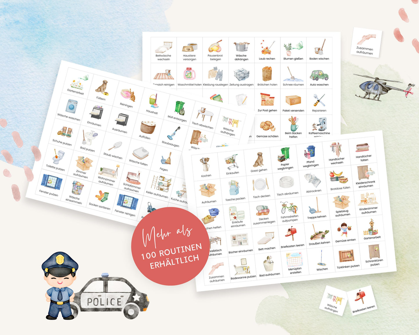 Haushaltsplan To-Do-Liste inkl. Symbolkarten - Design POLIZEI