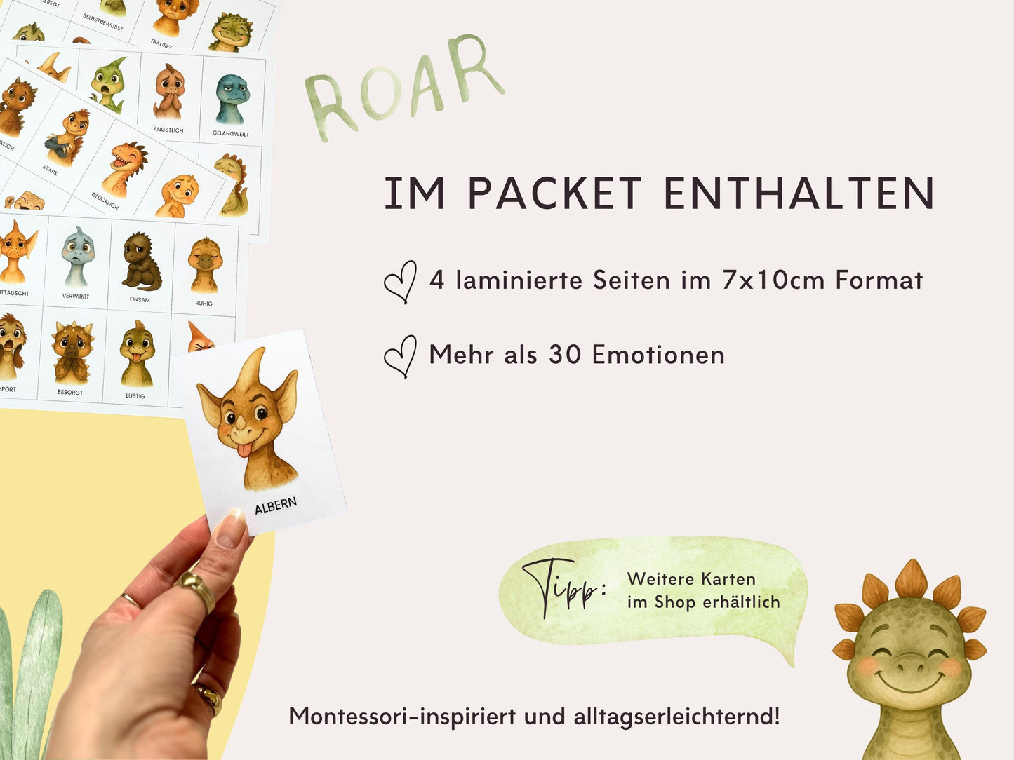 Emotionskarten 32 KARTEN - Design DINOSAURIER