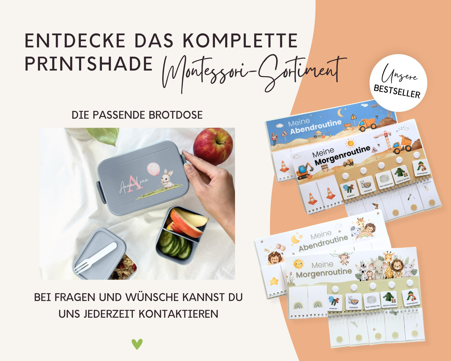 Routineplaner Montessori inkl. Symbolkarten - Design LUFTBALLON TIERE - Personalisierbar
