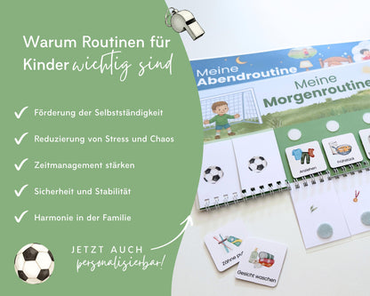 Routineplaner Montessori inkl. Symbolkarten - Design FUSSBALL - Personalisierbar