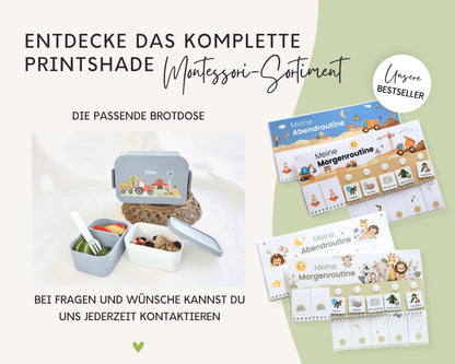 Routineplaner Montessori inkl. Symbolkarten - Design TRAKTOR - Personalisierbar