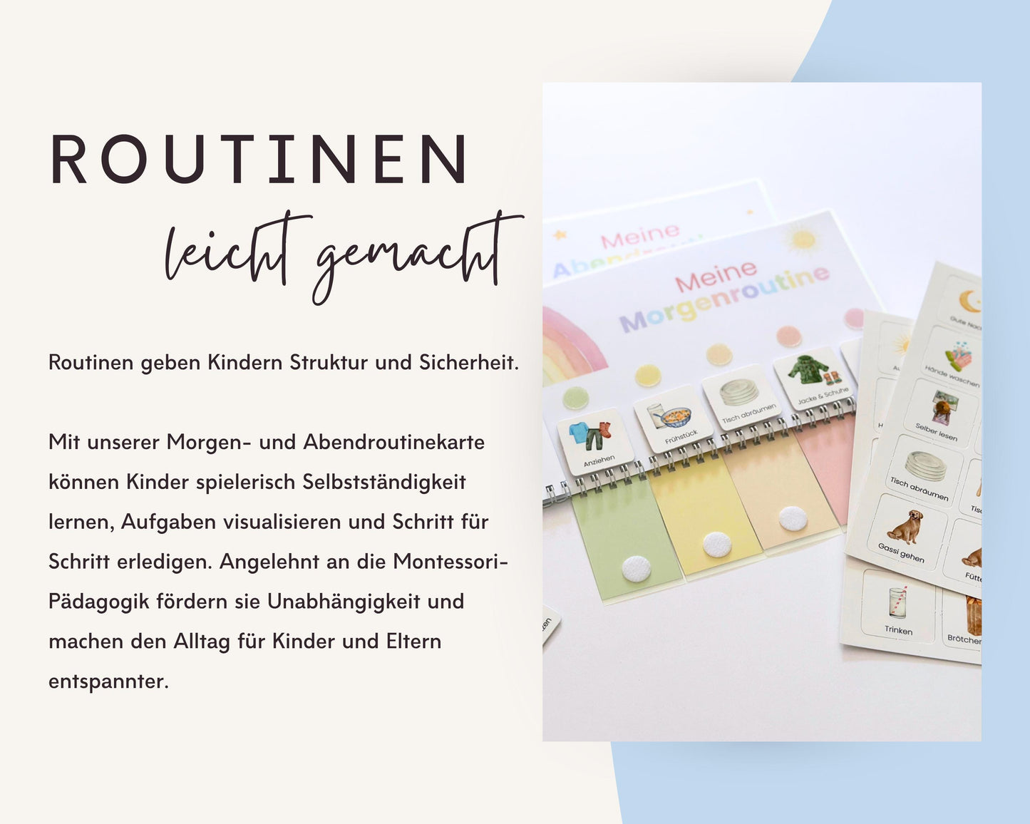 Routineplaner Montessori inkl. Symbolkarten - Design REGENBOGEN - Personalisierbar