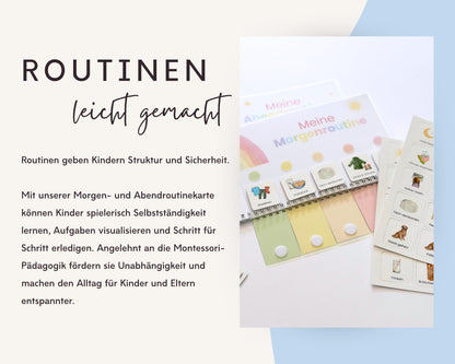 Routineplaner Montessori inkl. Symbolkarten - Design REGENBOGEN - Personalisierbar
