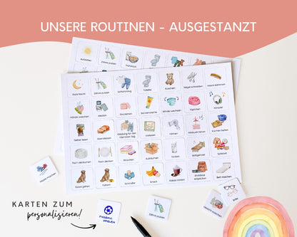 Routineplaner Montessori inkl. Symbolkarten - Design REGENBOGEN - Personalisierbar