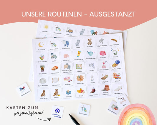 Routineplaner Montessori inkl. Symbolkarten - Design REGENBOGEN - Personalisierbar