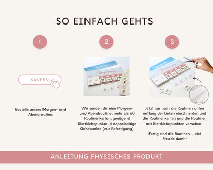 Routineplaner Montessori inkl. Symbolkarten - Design BLUMEN - Personalisierbar