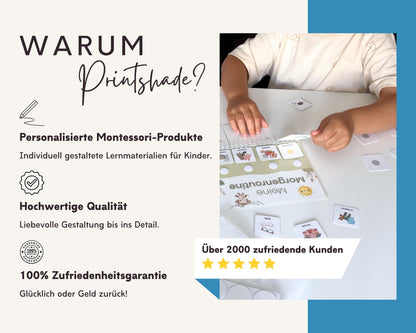 Routineplaner Montessori inkl. Symbolkarten - Design AUTOS - Personalisierbar