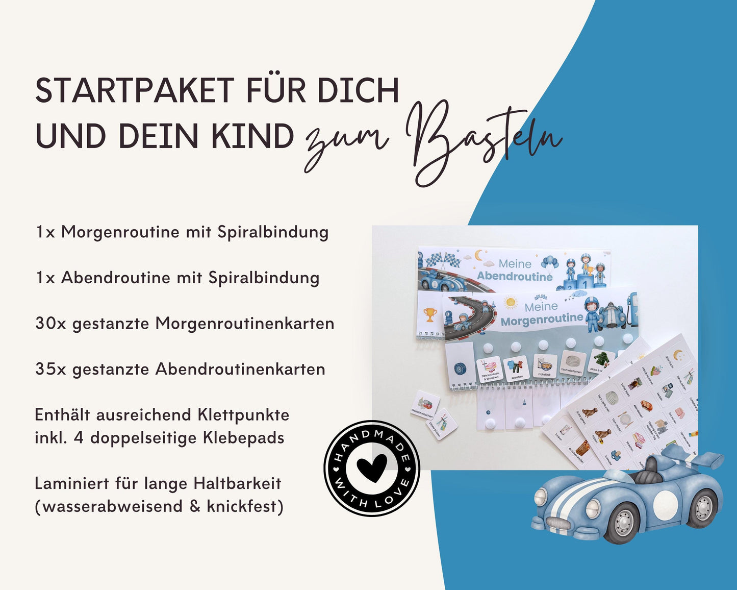 Routineplaner Montessori inkl. Symbolkarten - Design AUTOS - Personalisierbar