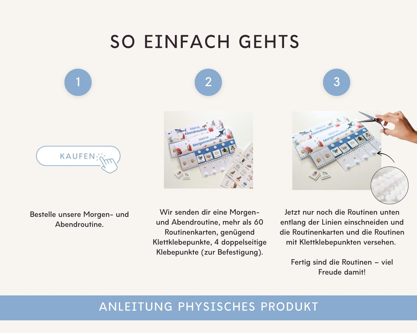 Routineplaner Montessori inkl. Symbolkarten - Design MEER - Personalisierbar