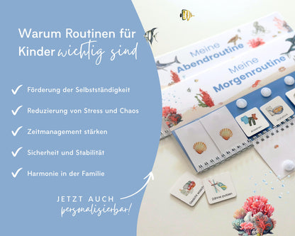 Routineplaner Montessori inkl. Symbolkarten - Design MEER - Personalisierbar