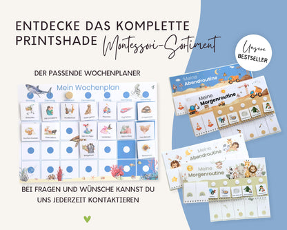 Routineplaner Montessori inkl. Symbolkarten - Design MEER - Personalisierbar