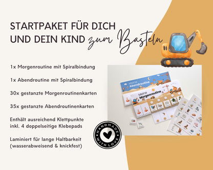 Routineplaner Montessori inkl. Symbolkarten - Design BAGGER - Personalisierbar