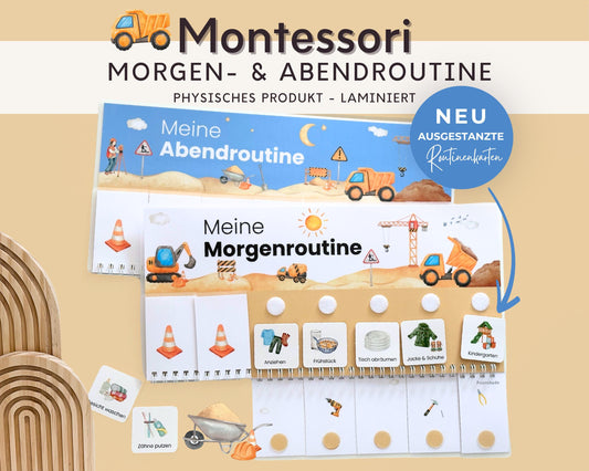 Routineplaner Montessori inkl. Symbolkarten - Design BAGGER - Personalisierbar