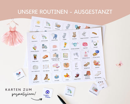 Routineplaner Montessori inkl. Symbolkarten - Design BALLERINA - Personalisierbar