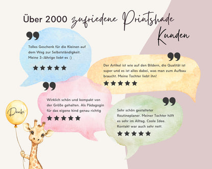 Routineplaner Montessori inkl. Symbolkarten - Design MEERJUNGFRAU ROSA - Personalisierbar