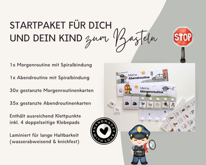 Routineplaner Montessori inkl. Symbolkarten - Design POLIZEI - Personalisierbar