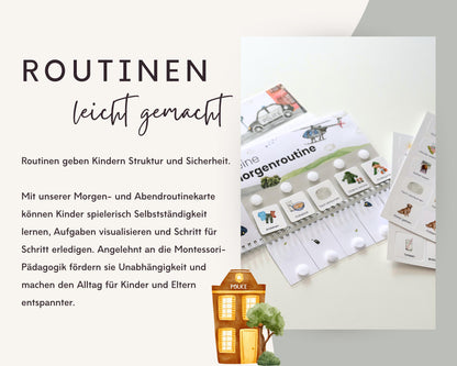 Routineplaner Montessori inkl. Symbolkarten - Design POLIZEI - Personalisierbar