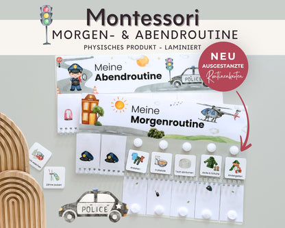 Routineplaner Montessori inkl. Symbolkarten - Design POLIZEI - Personalisierbar