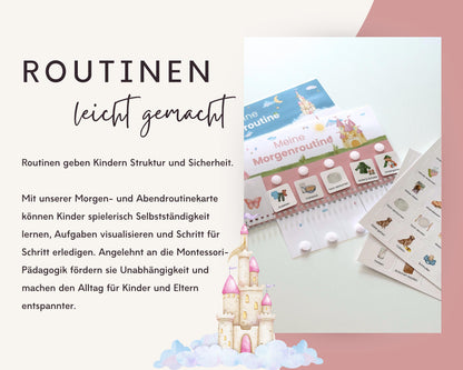 Routineplaner Montessori inkl. Symbolkarten - Design PRINZESSIN - Personalisierbar