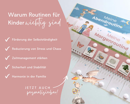 Routineplaner Montessori inkl. Symbolkarten - Design PRINZESSIN - Personalisierbar