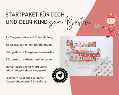 Routineplaner Montessori inkl. Symbolkarten - Design FEUERWEHR - Personalisierbar